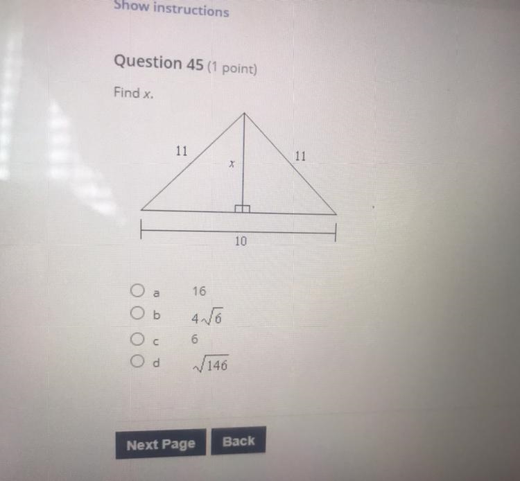 Find x for this problem 11 11 10-example-1