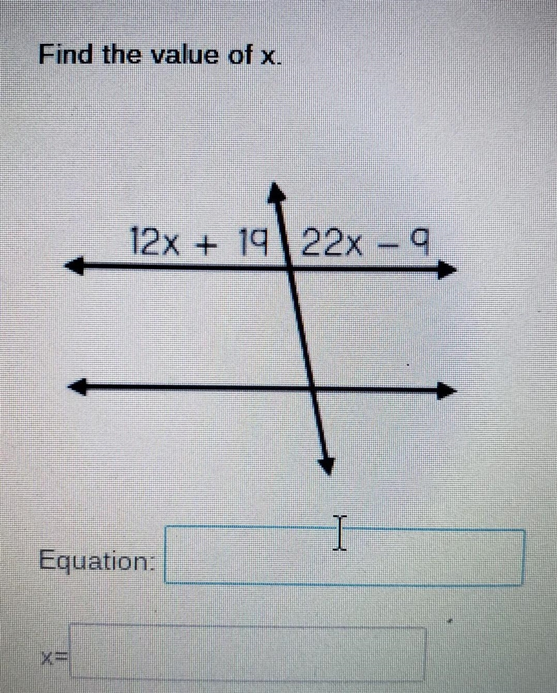 Transversals Find the value of x.​-example-1