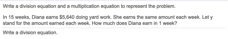 Write a division equation and a multiplication equation to represent the problem.-example-1