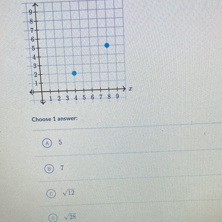 What is the distance between the following points? Choose 1 answer:-example-1