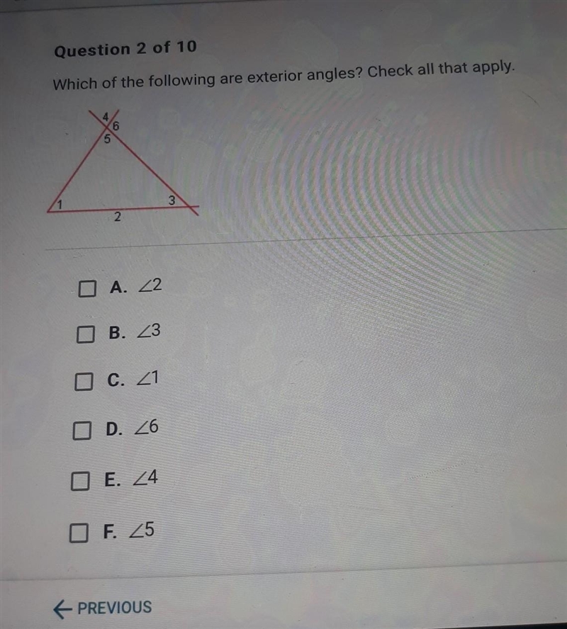 Which of the following are exterior angles check all that apply ​-example-1