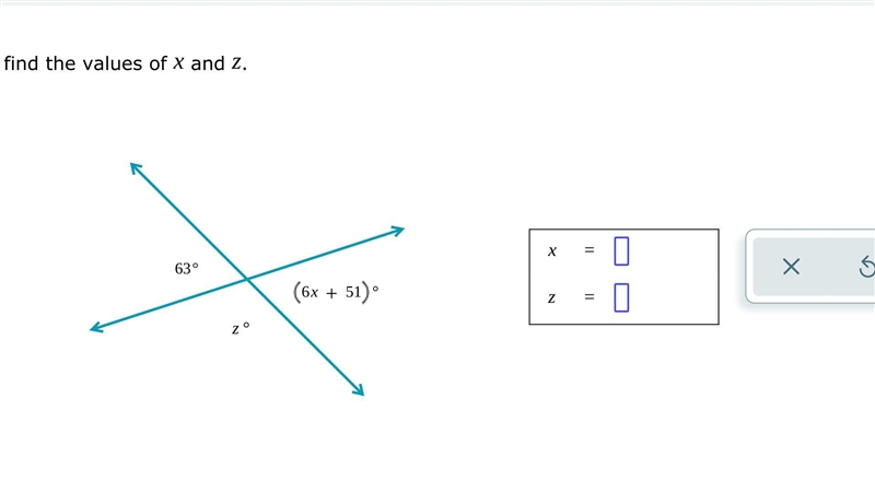 Find the value of x and z 20 points lol-example-1