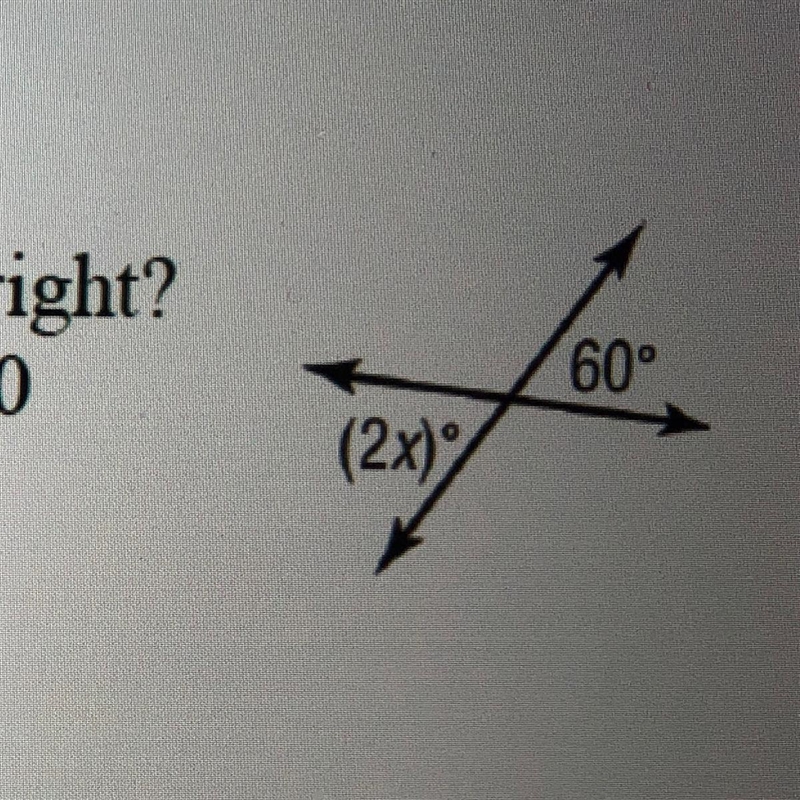 Answer asap!!! PLS HELP. what is the value of x in the figure?? a. 90 b. 60 c. 120 d-example-1