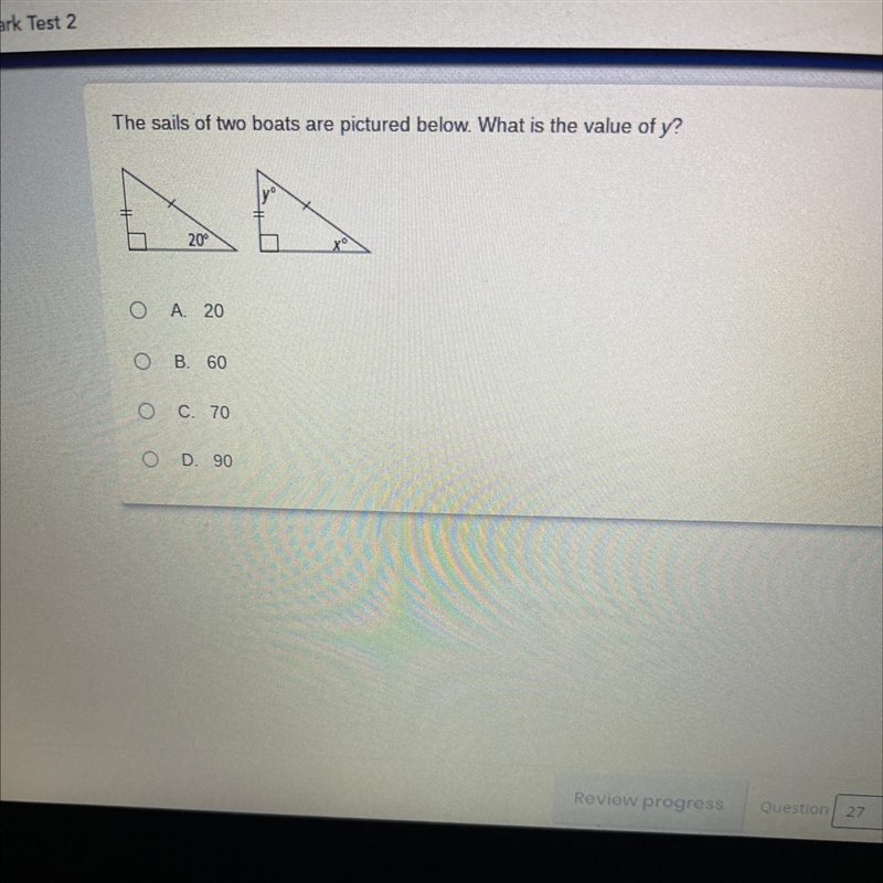 The sails of two boats are pictured below. What is the value of y?-example-1