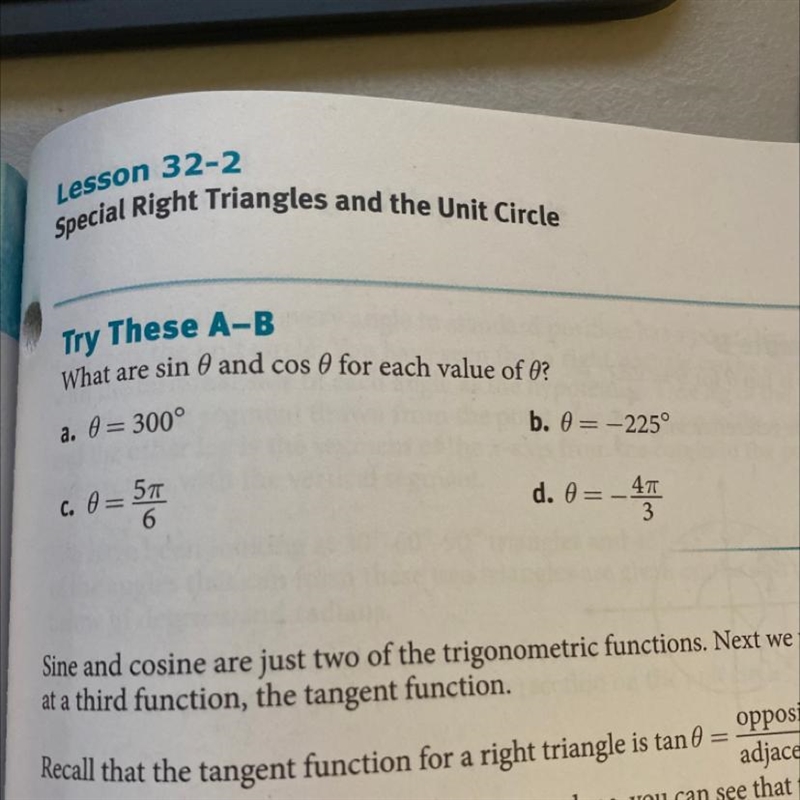 What are sin 0 and cos 0 for each value of 0?-example-1