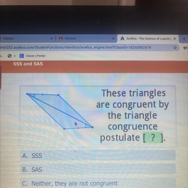 These triangles are congruent by the triangle congruence postulate [?]-example-1