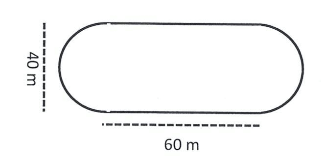 30 POINTS! How many square meters are enclosed in the track? Use 3 for π. Enclosed-example-1