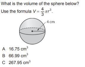 Please help!! What is the volume of the sphere below?-example-1