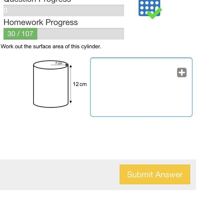 Work out the surface area of this cylinder.-example-1