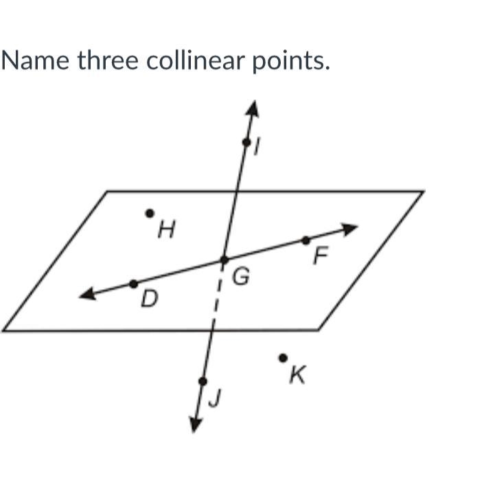 Name three collinear points.-example-1