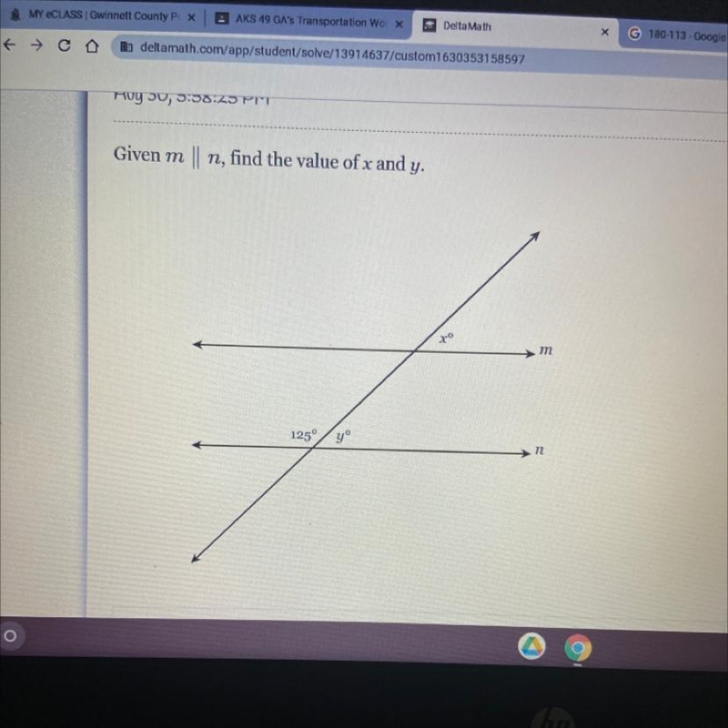 Given m || n, find the value of x and y.-example-1