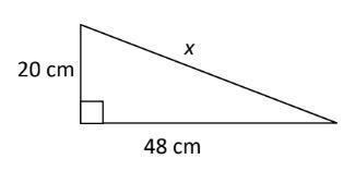 Find the length of the missing side. a= cm b= cm c= cm-example-1