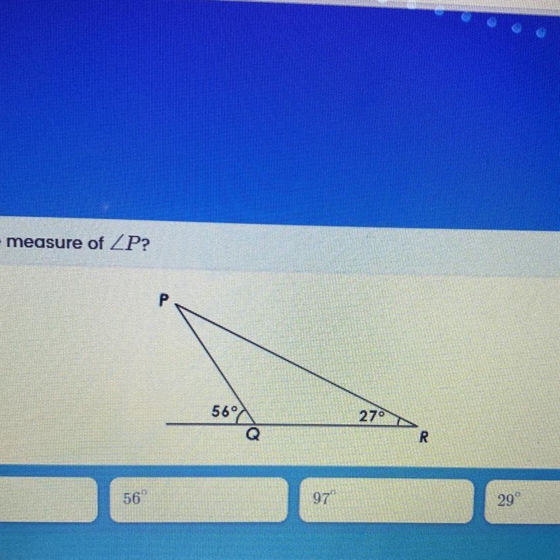 What is the measure of ZP? 39 56 97 29-example-1