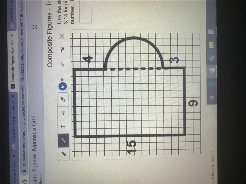 Whats the perimeter and area of this shape?-example-1