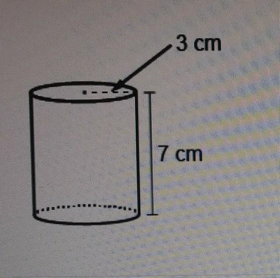 Find the volume of a cylinder with a height of 7 cm and a radius of 3 cm. A. 21 / cm-example-1