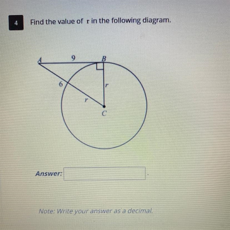 What is the value of r in the following diagram. 9 6-example-1