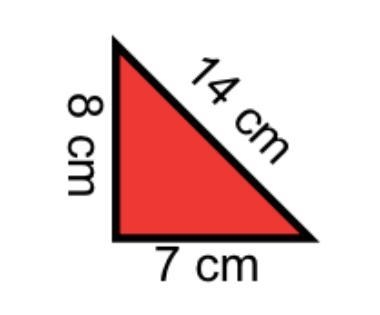 What is the area of the triangle above? A. 28 square cm B. 56 square cm C. 784 square-example-1