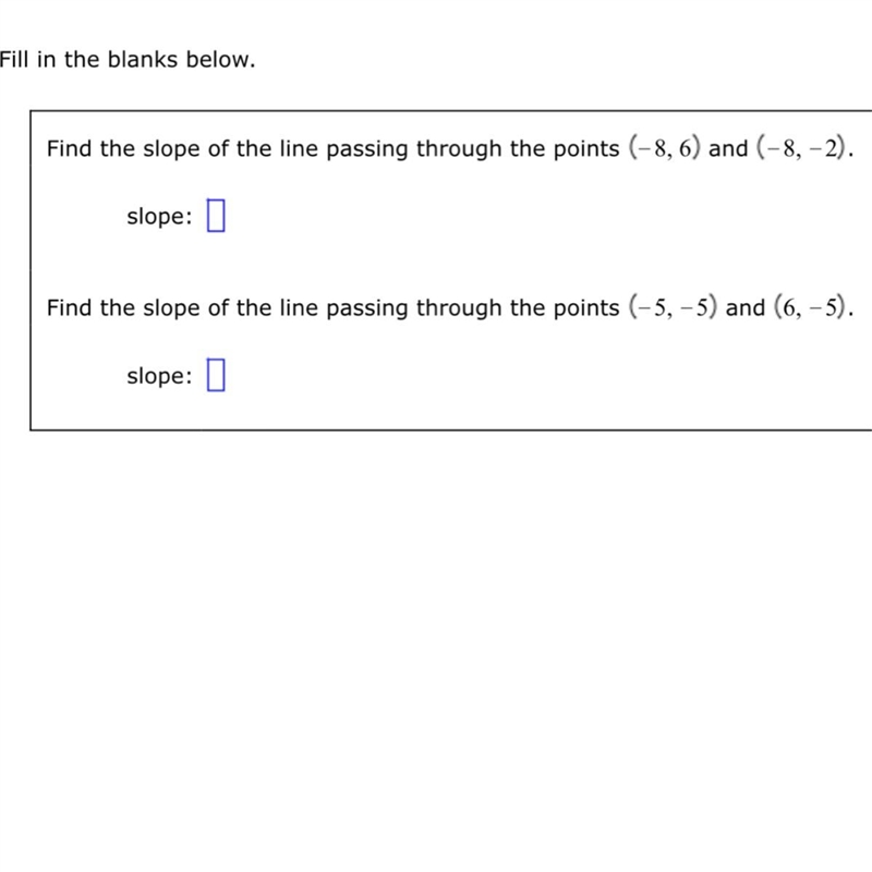 Find the slope of the lines passing through please help-example-1