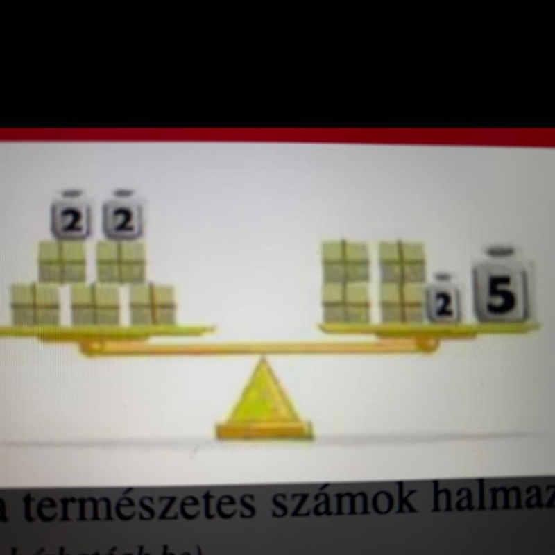 Write the equation based on the picture and calculate the mass of the unknown package-example-1