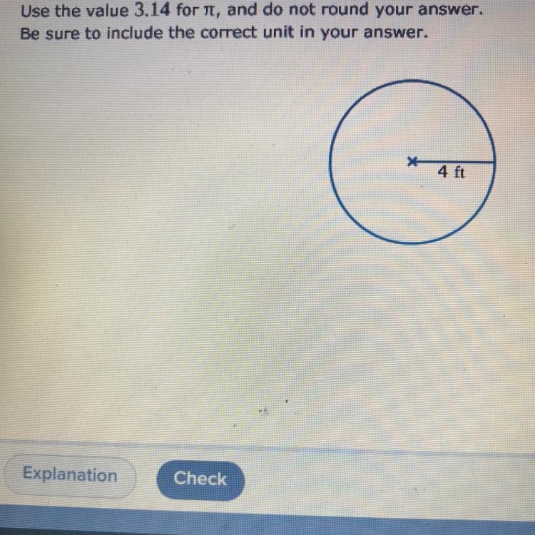 Find the area of a circle with radius 4ft.-example-1