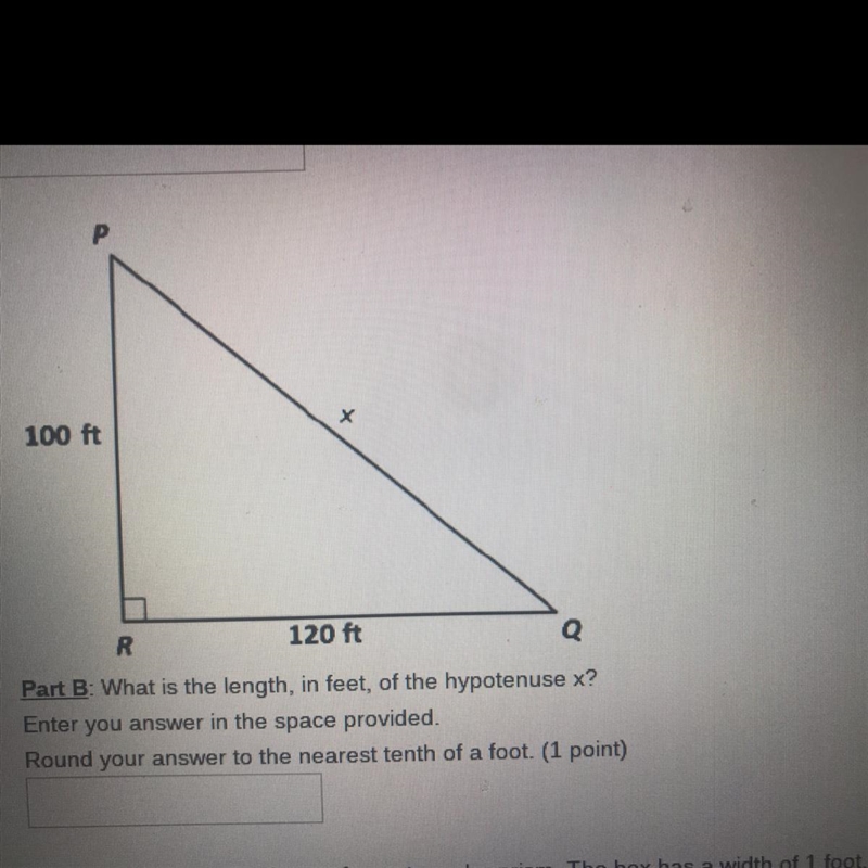 What is the length in feet of the hypotenuse x?-example-1