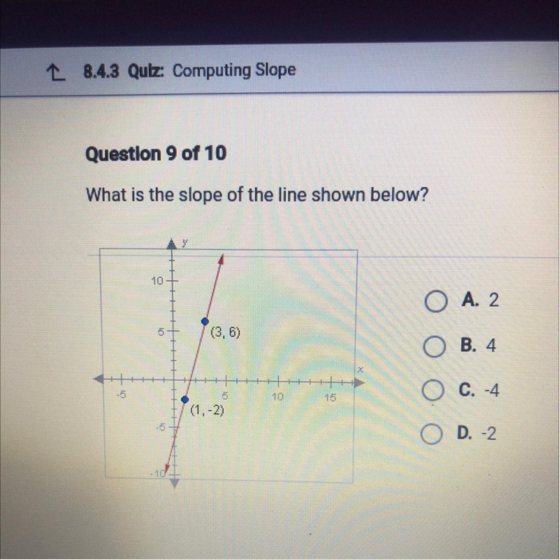 What is the slope of the shown below?-example-1