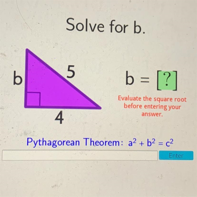 Solve for b pythagorean theorem! someone plz help meeeee-example-1