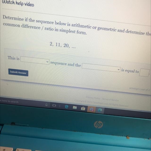 Determine if the sequence below is arithmetic or geometric and determine the common-example-1