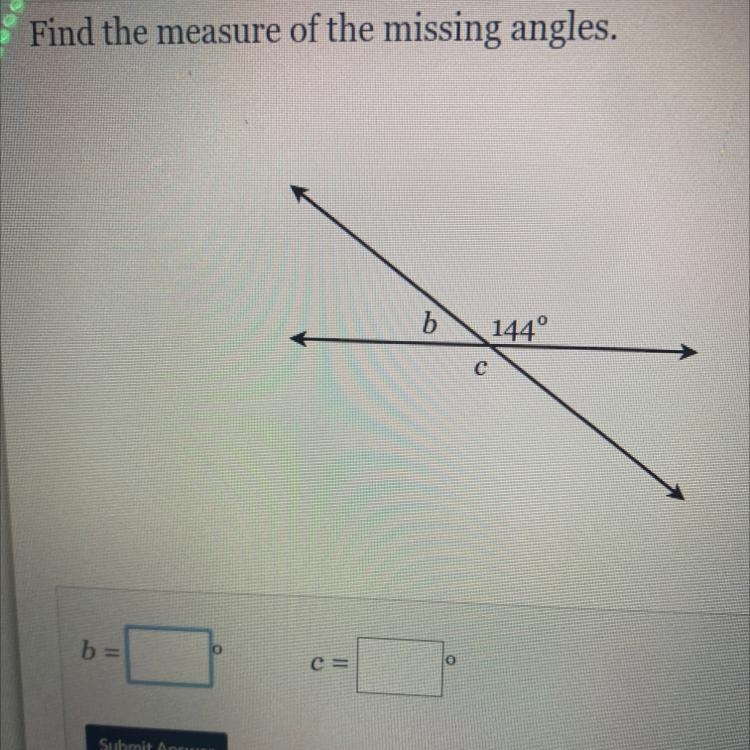 Find the measure of the missing angles.-example-1