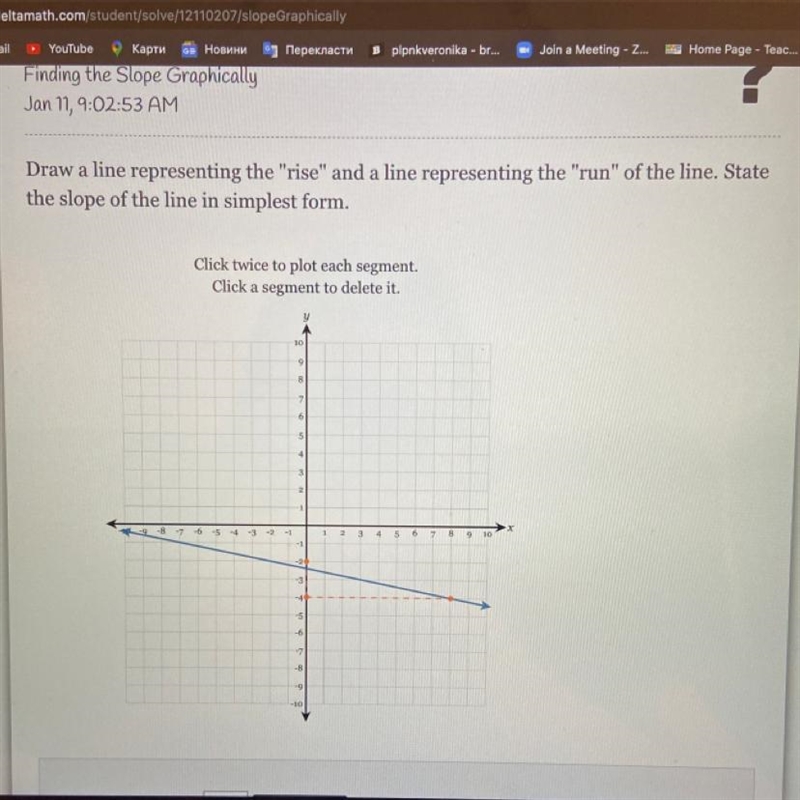 draw a line representing the "rise" and a line representing the "run-example-1