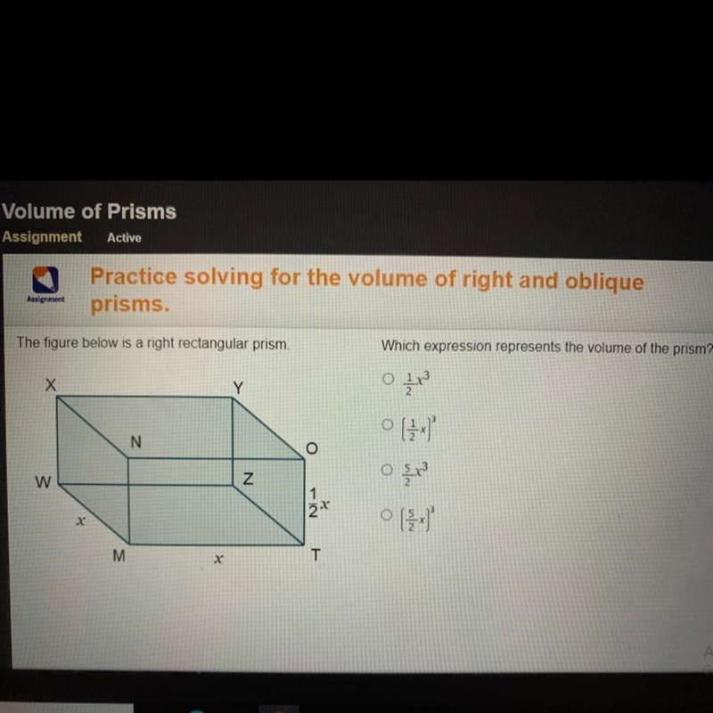 Which expression represents the volume of the prism?-example-1