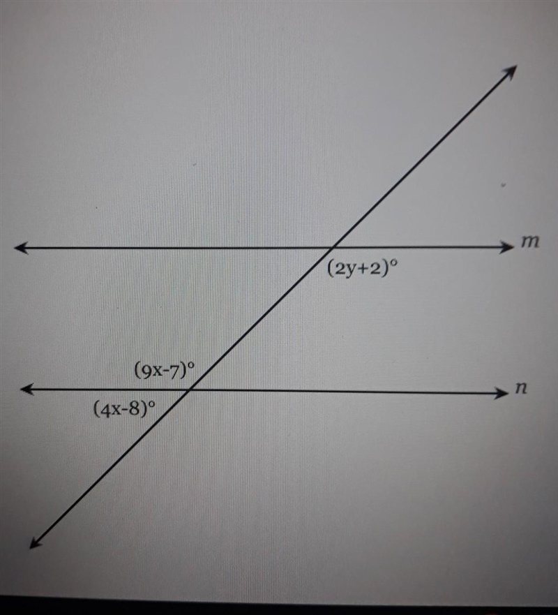 Given m||n, find the value of x and y. ​-example-1