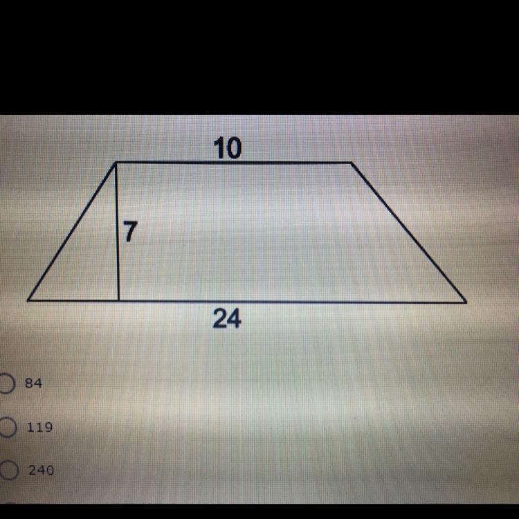 7. Find the area of this trapezoid. Area = square units. Round to the nearest whole-example-1