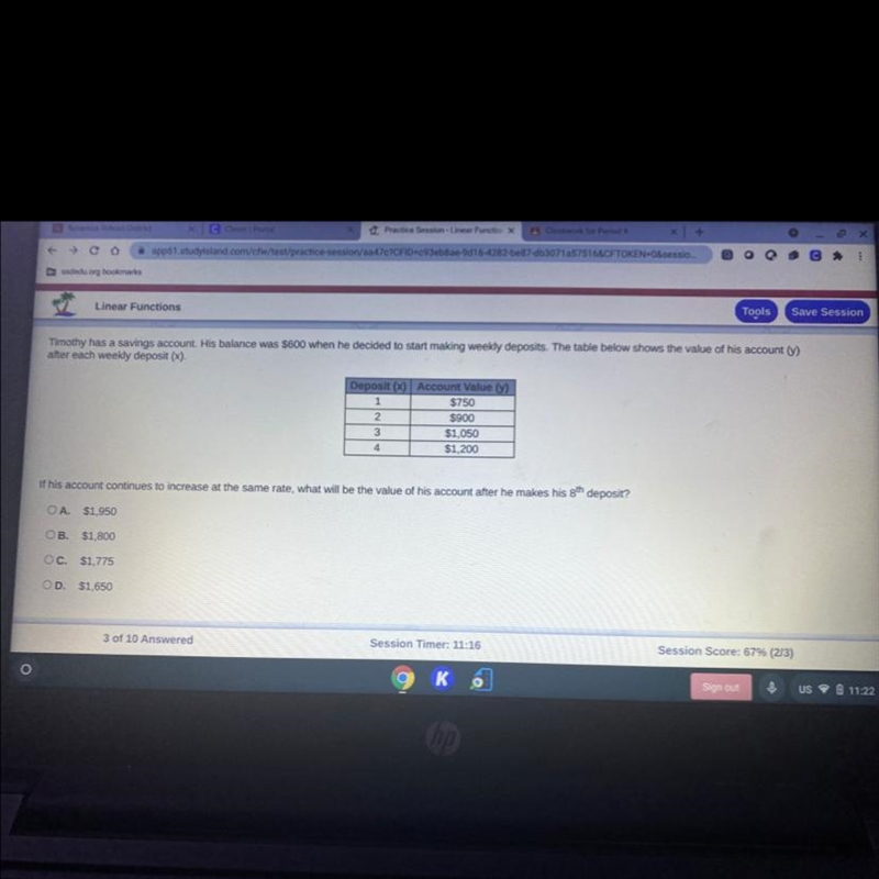 Timothy has a savings account. His balance was $600 when he decided to start making-example-1