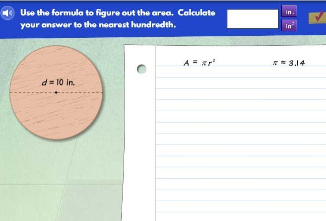 Use the formula to figure out the area. Calculate your answer to the nearest hundredth-example-1