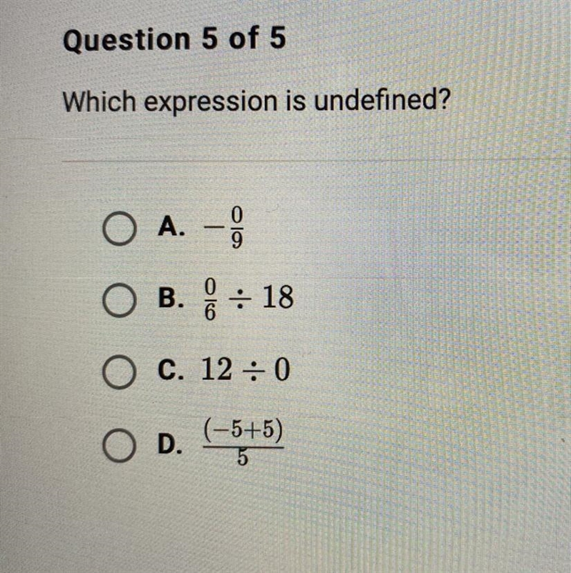 Which expression is undefined?-example-1