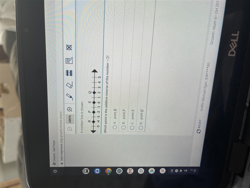 Number line is shown which point is the additive inverse of the number -2-example-1