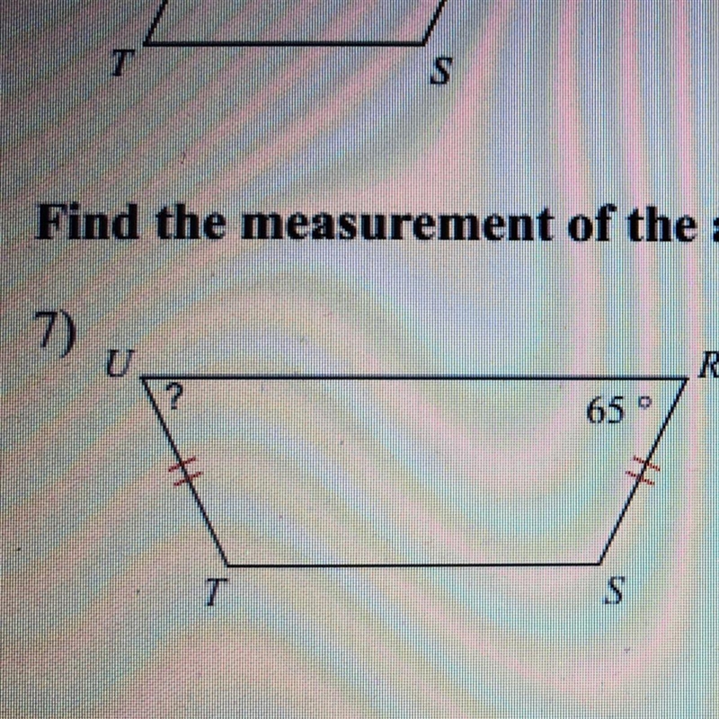 Find the measurement of the angle indicated for each trapezoid-example-1