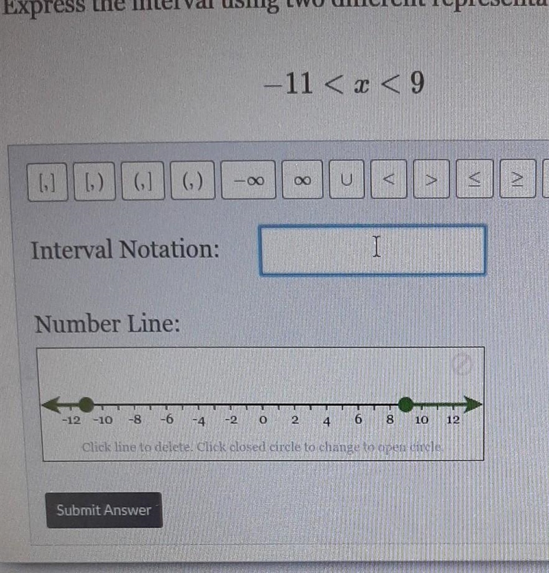 What's the interval notation and number line ​-example-1