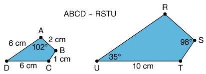 What is the length of RU ? A) 5 cm B) 10 cm C) 6 cm D) 8 cm-example-1