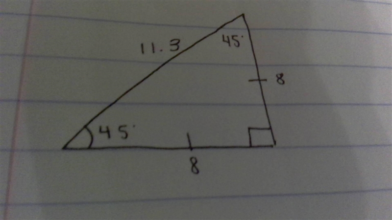 Classify the following triangle. Check all that apply A. Right B. Obtuse C. Isosceles-example-1