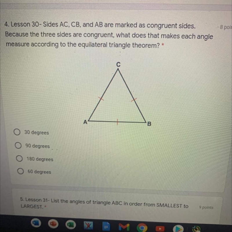 Because the three sides are congruent, what foes that make each angle measure according-example-1