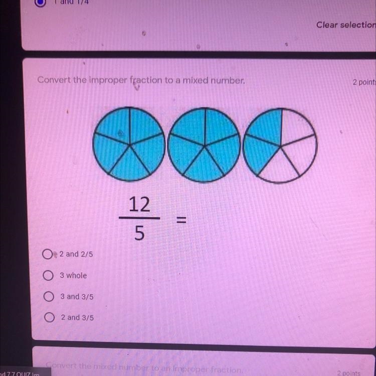 Hlp meeee (convert the improper fraction to a mixed number-example-1