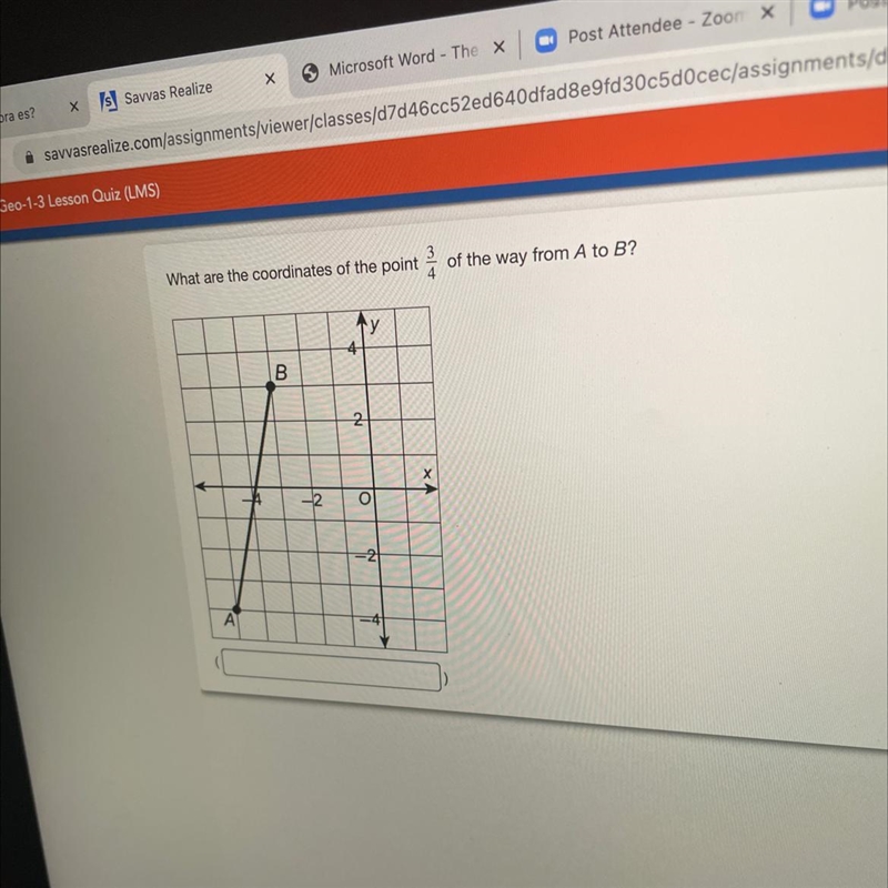 What are the coordinates of the point 22 23 of the way from A to B?-example-1