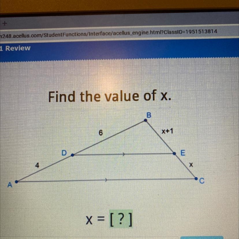 Find the value of x. B 6 X+1 D E С A x = [?]-example-1