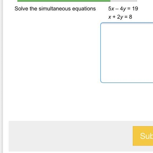 Solve the simultaneous equations. Please help.-example-1