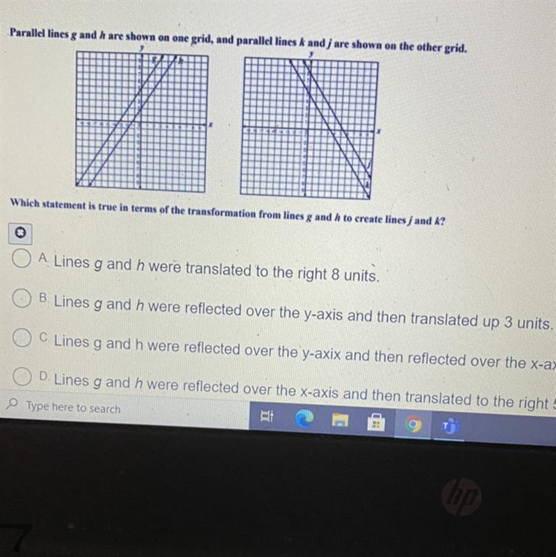 Parallel lines G and H are shown in one grid and parallel lines K and J are shown-example-1