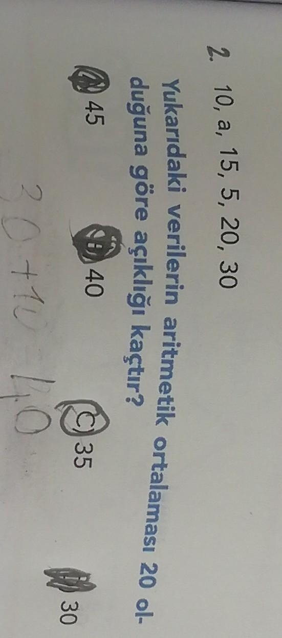 Since the arithmetic mean of the above data is 20, what is the span? A) 45. B) 40. C-example-1