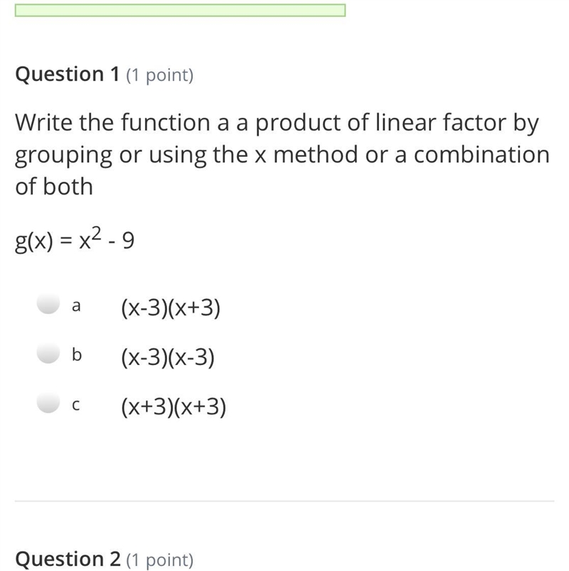 Write the function a a product of linear factor by grouping or using the x method-example-1