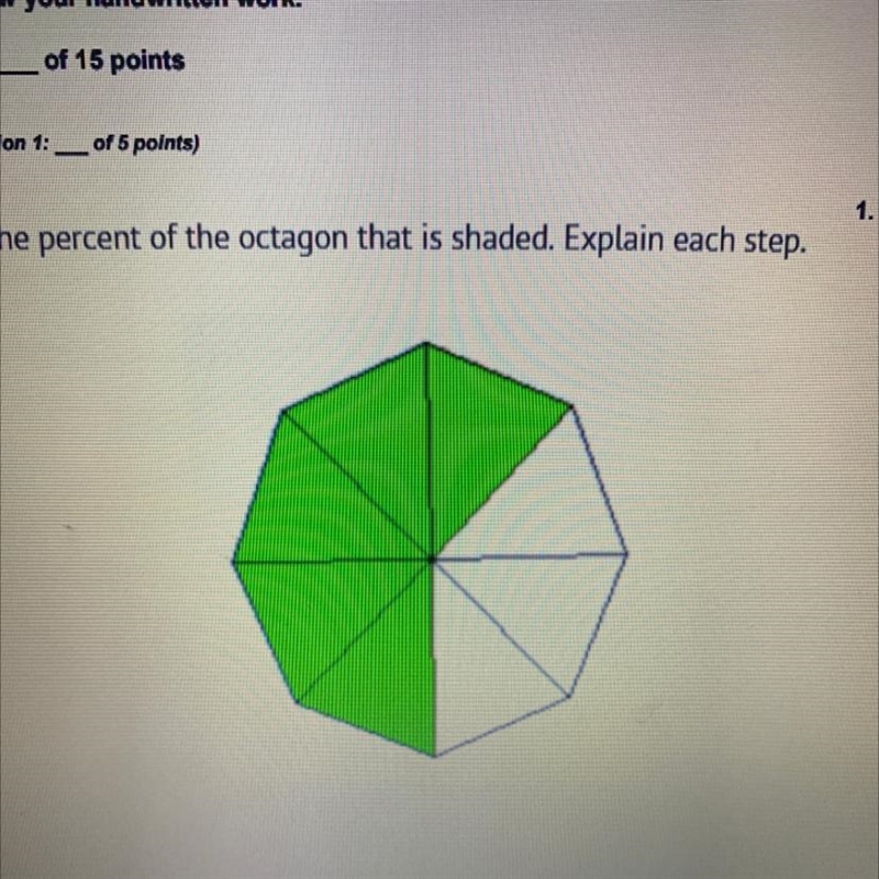 Find the percent of the octagon that is shaded in-example-1